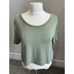 American Eagle Soft & Sexy Green Crop Tee Top Open Criss Cross Strap Back Medium
